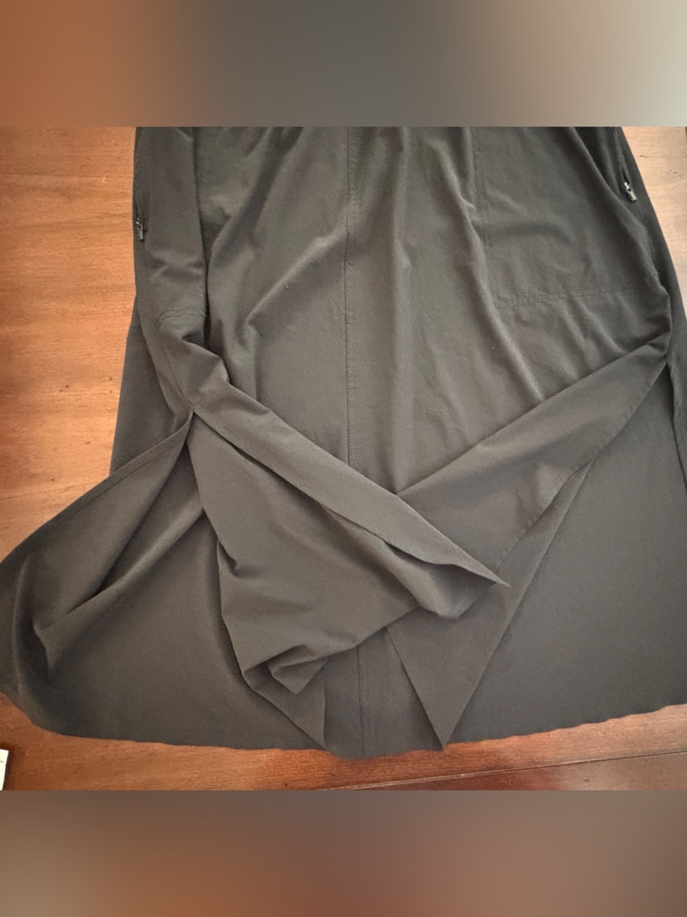 Athleta Savannah Skirt Black Midi Elastic Waist Travel L Large EUC - Picture 4 of 7